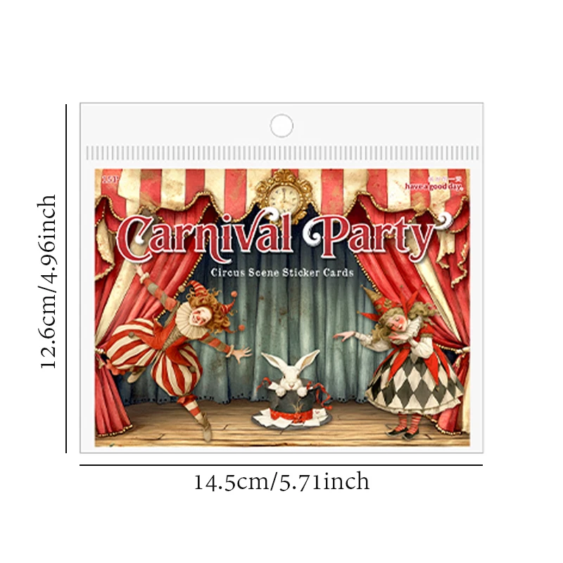 15Sheets/Bag Circus Themed Scenery Hard Card Stickers For Hand Account DIY Scrapbook Phone Case Decoration Reward Sticker Pack - view 5