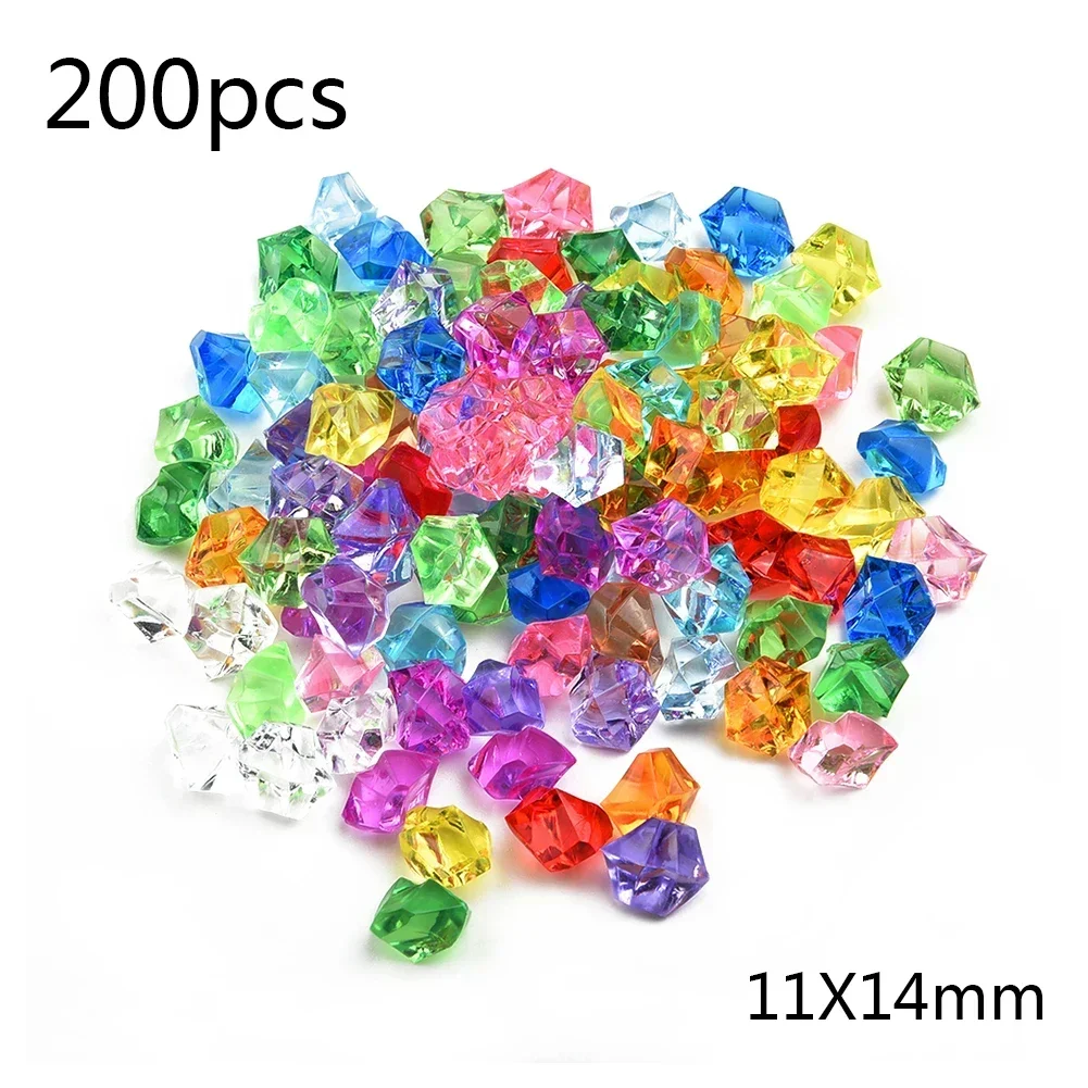 200pcs Acrylic Gem Stone Colorful Crushed Ice Rocks Aquarium Colorful Stone Fish Tank Children DIYJewelry Gems Decor