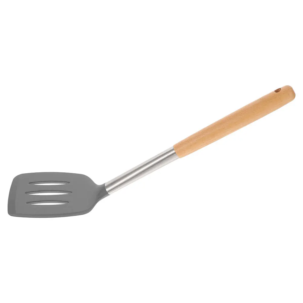 Espátula de cocina de silicona resistente al calor con mango de madera, pala para freír Wok antiadherente, herramienta de cocina ergonómica, cocina casera