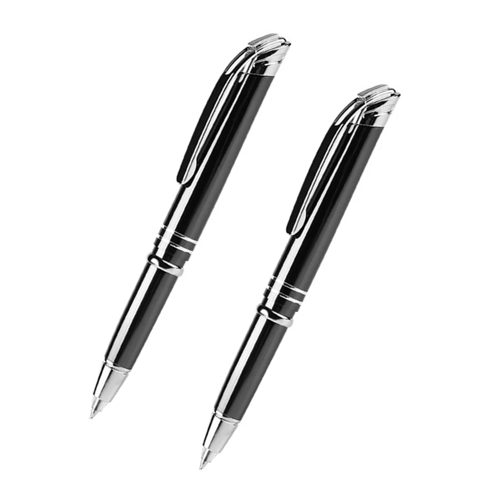 

2pcs Creative LED Ballpoint Pen Prcatical Metal Writting Pen Glowing Office School Stationery Supplies (Black)