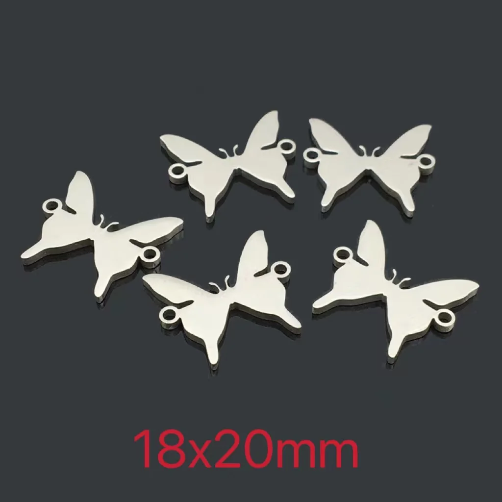 

20Pcs/Lot Cute Butterfly Charms Mirror Polish Stainless Steel Charms For DIY Making Necklace Bracelets Anklet Jewelry