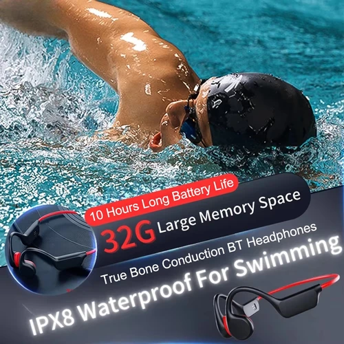 Imagen 2 del producto Auriculares de conducción ósea IPX8 impermeables MP3 32GB Bluetooth5.4 auriculares inalámbricos con micrófono natación deportes Fitness