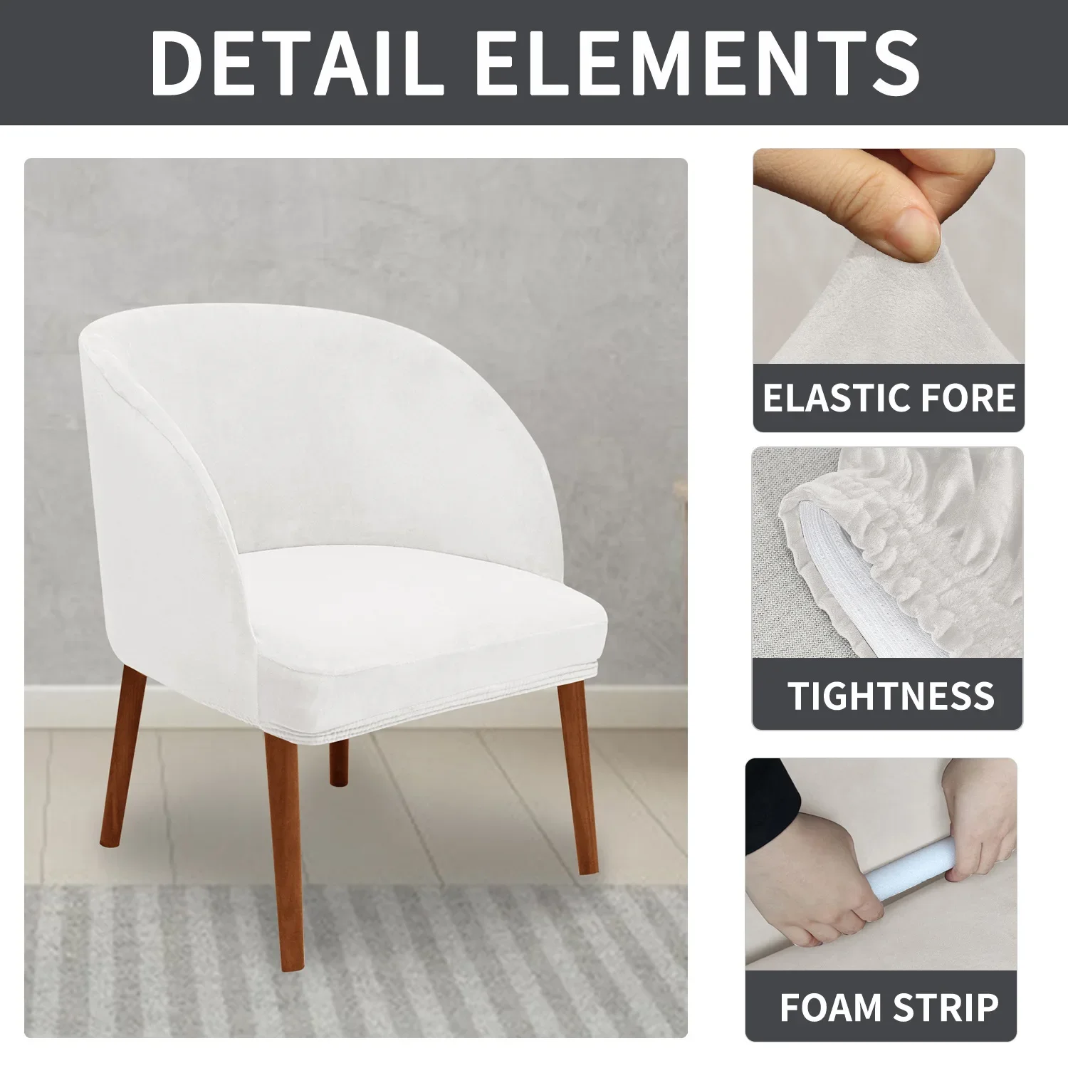 غطاء كرسي مخملي حديث بنصف دائرة بأجنحة صغيرة غطاء خلفي بسيط مرن على شكل قوس غير قياسي للديكور المنزلي #2
