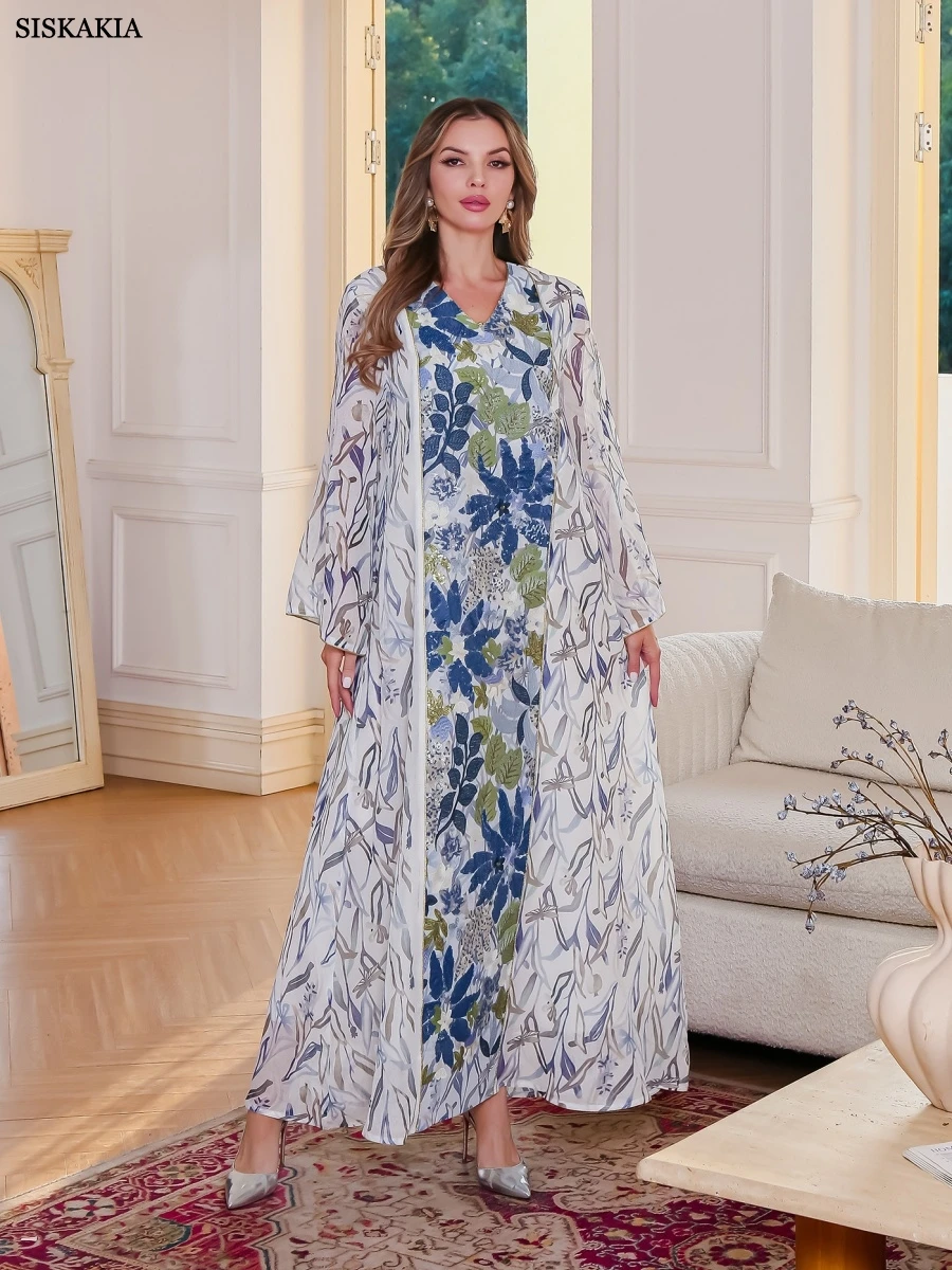Vestido Abaya Musulmán Siskakia Estampado Floral - usage example