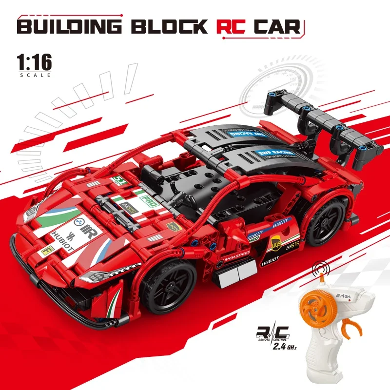 

440pcs RC Car DIY Red Sports Car Speed Building Blocks Car Toy Assembly Technic Brick Model for Kids boys Birthday Gift