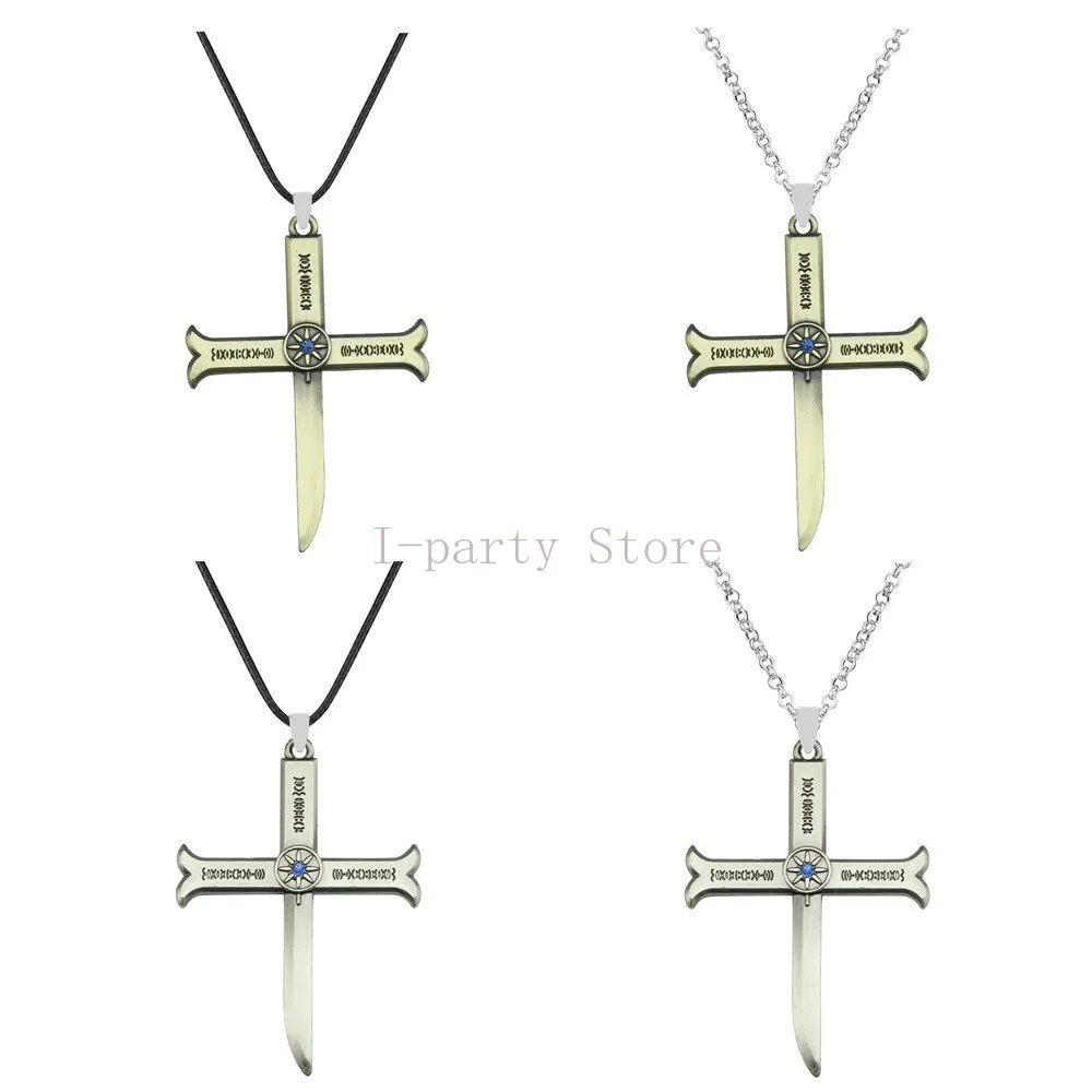 Anime Peripheral Products Same Style as Dracule Mihawk Cross Weapon Pendant Pirate King Necklace