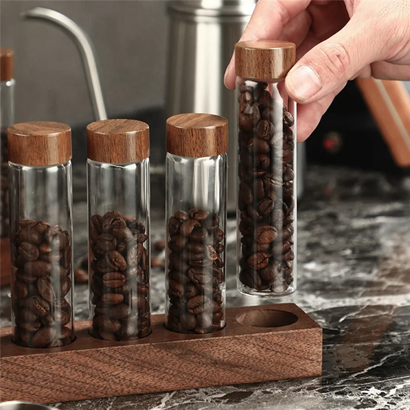 

AED4-Glass Test Tube Display Stand Barista Tools Single Tube Storage Coffee Bean Dispensing Bottle Coffee Sealed Jar Beans