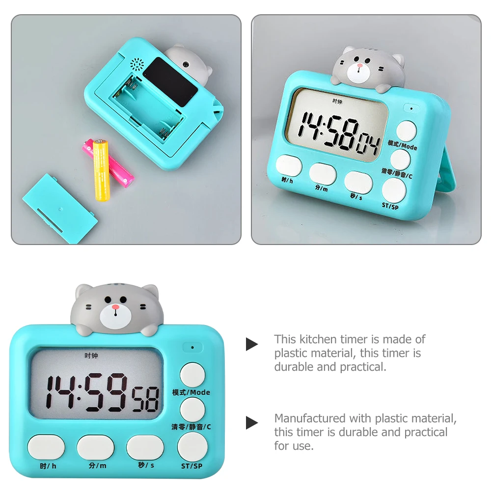 

Plastic Small Cat Kitchen Timer Digital Cooking Timer Countdown Forward Timing Tool for Cooking Study Timers for Decor