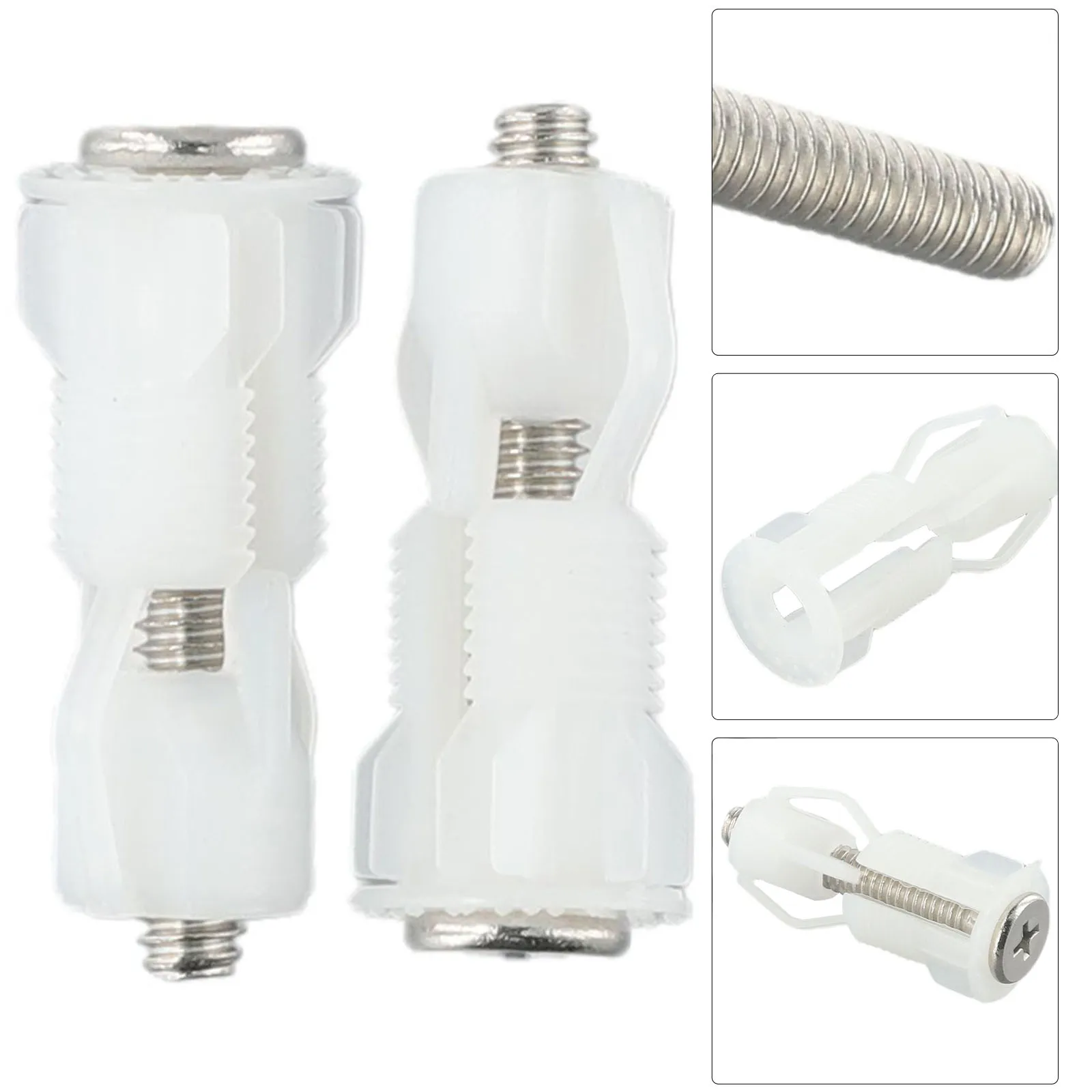 ชุดอุปกรณ์ยึดฝารองนั่งชักโครกแบบฝัง 2 ชิ้น พร้อมน็อต ฝาครอบ และอุปกรณ์เสริมสำหรับเปลี่ยนสกรูฝารองนั่งชักโครกในห้องน้ำ