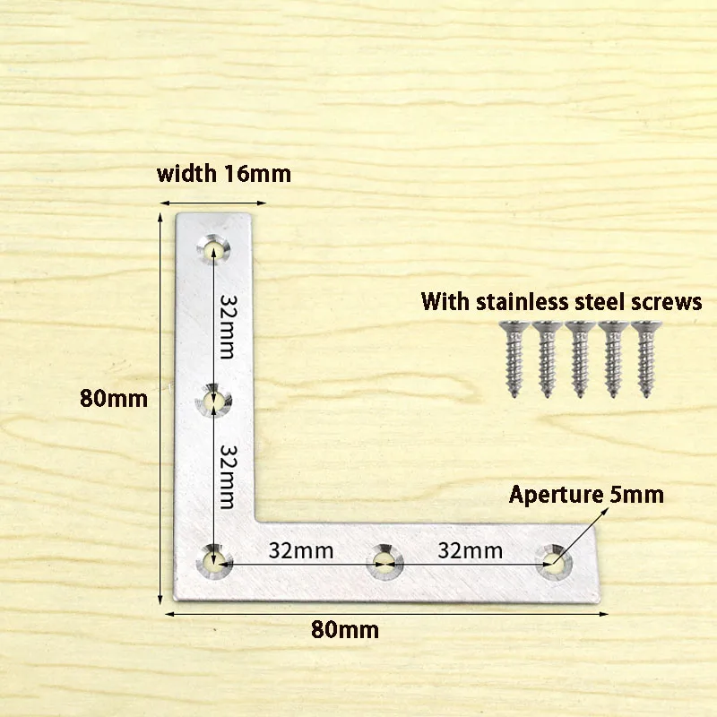 1PC Stainless Steel Corner Code 90 Degree Right Angle T/L-shaped Furniture Angle Iron Window Wooden Door Fixing Bracket