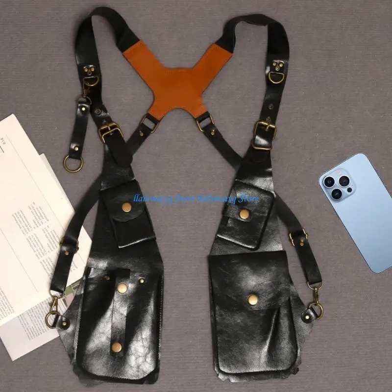 573B Men Women Hiddens Underarm Strap Wallet Phone Wallets Phone Holsters Bag PU Leather Shoulder Harness Bag for Outdoor