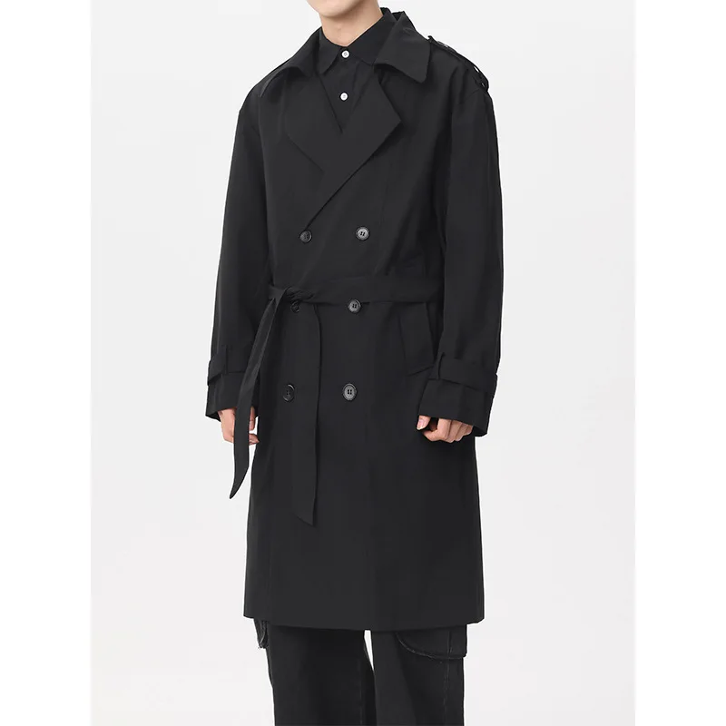 معطف واق من المطر للرجال بأكمام طويلة ملابس خارجية غير رسمية فضفاضة تناسب الطراز الكوري البريطاني سترة واقية للرجال