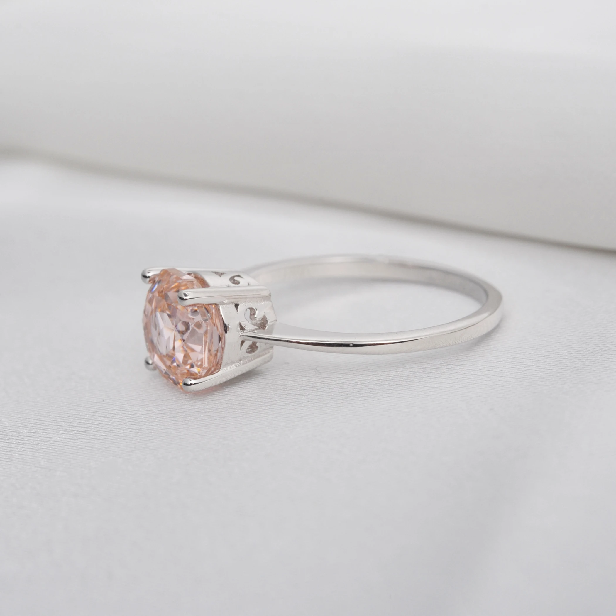 Potiy 2ct Octagon Rose Cut Morganit Rosa Zirkonia Solitär-Ring, 925 Sterling Silber Schmuck Geschenk für Frauen mit – Detail 15
