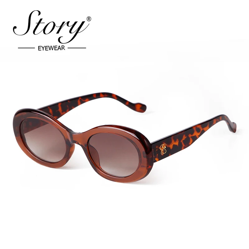 STORY Vintage Tortoiseshell Round Sunglasses for Women Men 2024 New Designer Retro Hawksbill Frame Oval Sun Glasses UV400 S24111
