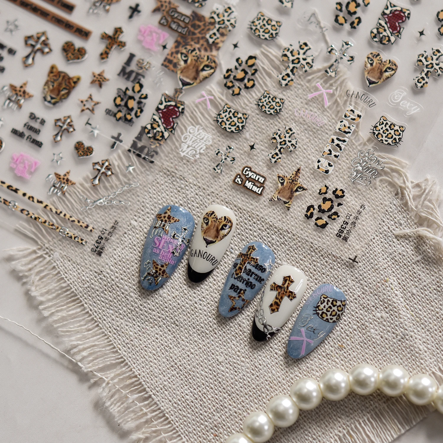 

1PCS 5D Cross nail Sticker Coffin Light Cross Angel Love Skull Eyes Shape Nail Art Accessories Horror Style Sticker