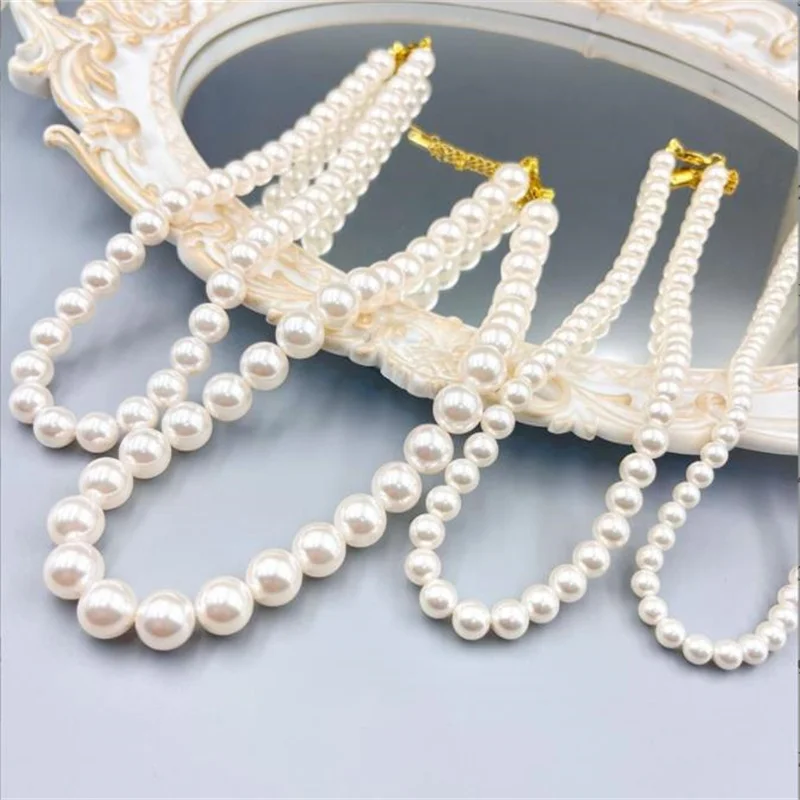 High-grade Pearl Necklace  Not Fade Retro Fashion Multi-size Luxury Clavicle Chain Variety Of Sweater Chain 080205