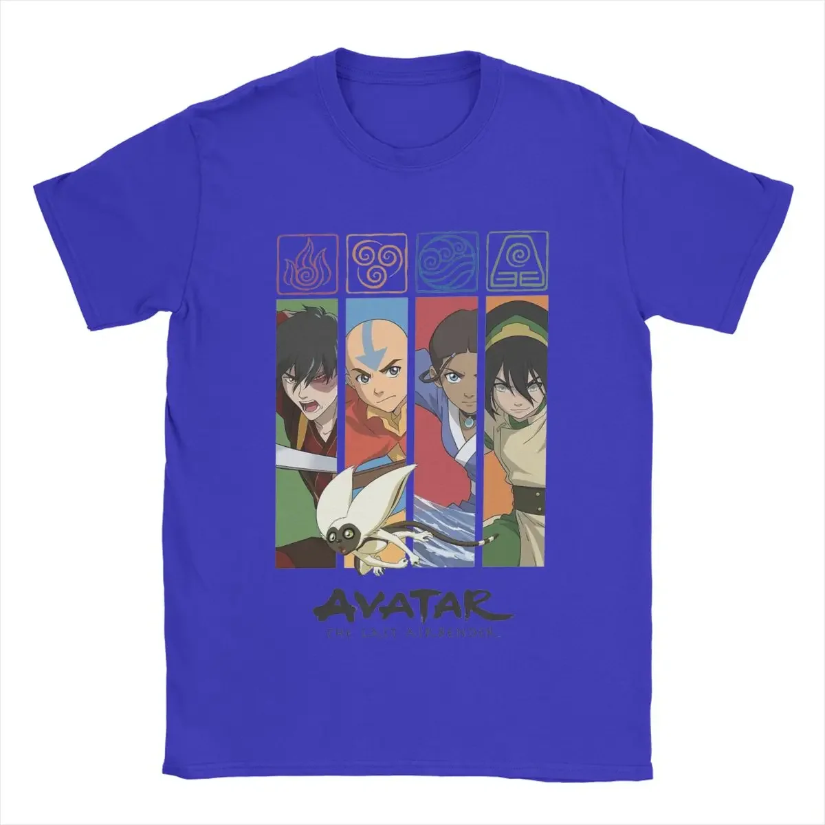 Avatar-The Last Group Character Airbender Panels TShirts Men Funny Cotton Tees Short Sleeve T Shirts New Arrival Clothing Summer