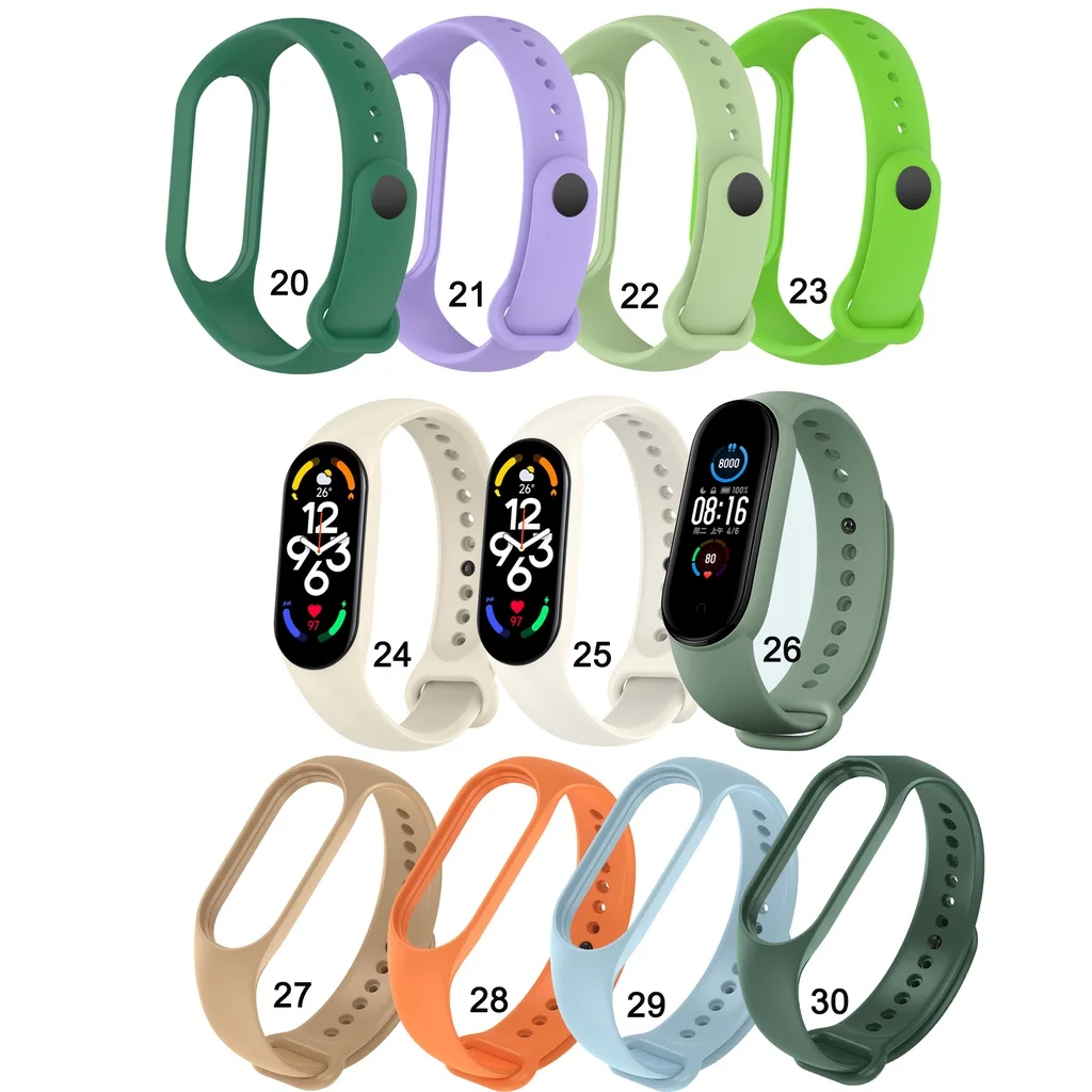 Xiaomi Mi Band用シリコンストラップ,3色,4色,30色