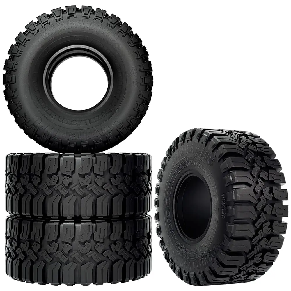 GLOBACT Pneus 1,9 pouces Pneus RC Pneus sur chenilles RC Pneus en caoutchouc 120 * 48 mm pour voiture sur chenilles 1/10 TRX4 TRX6 Axial SCX10 RC (4 pièces)