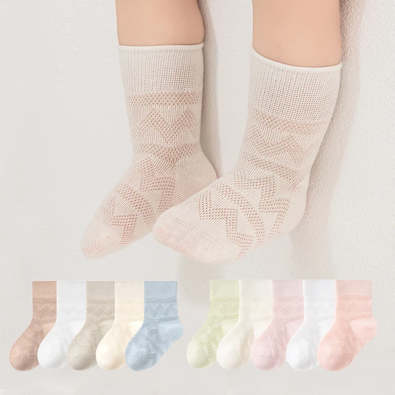 5Pairs/set Child Socks For Girls Boys Summer Mesh Thin Newborn Toddler Baby Socks Casual Sport Children's Student Kids Sock 0-8Y