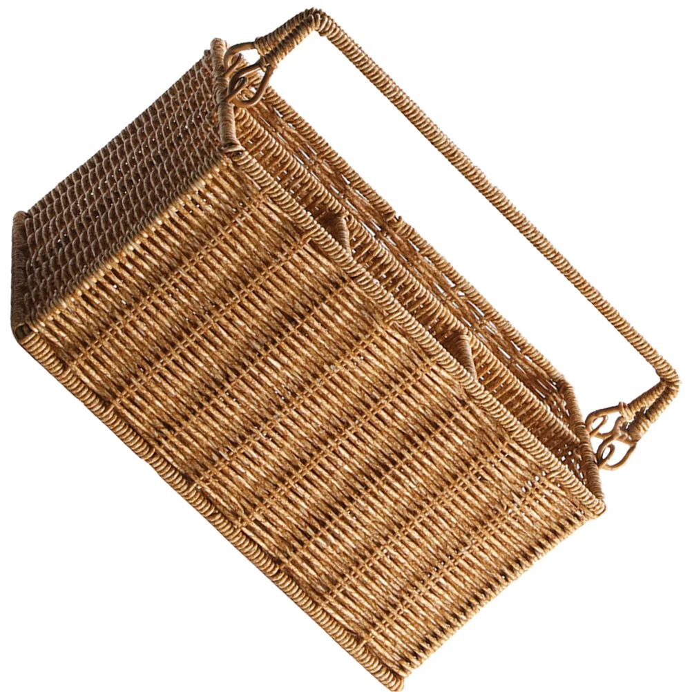 

Holder Sundries Storage Basket Tool Bin Imitation Rattan Baskets 4-compartment Woven