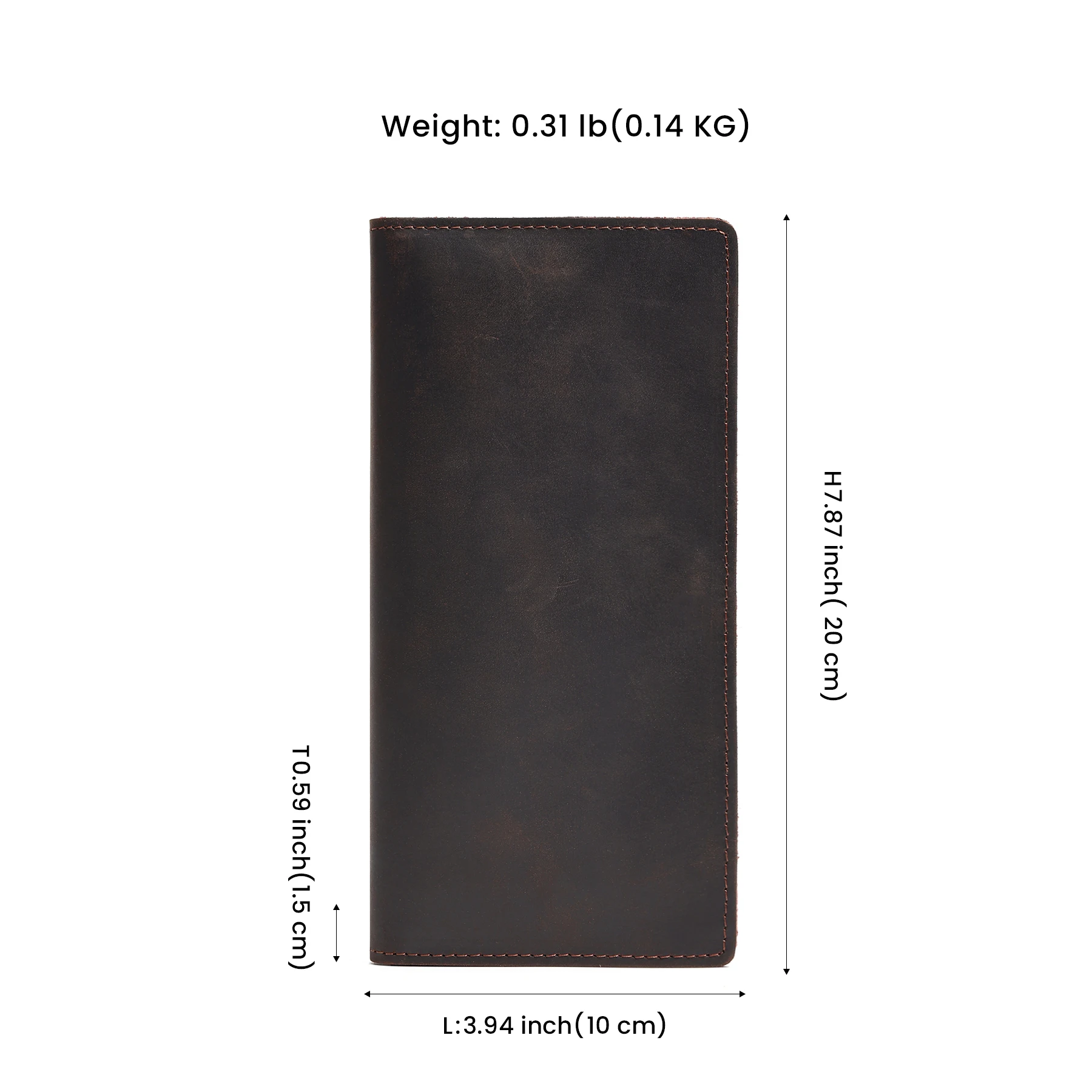 Men's Crazy Horse Leather Long Wallet High Quality Cowhide Leather Durable Purse Vintage Simple Credit Card Holder Purse