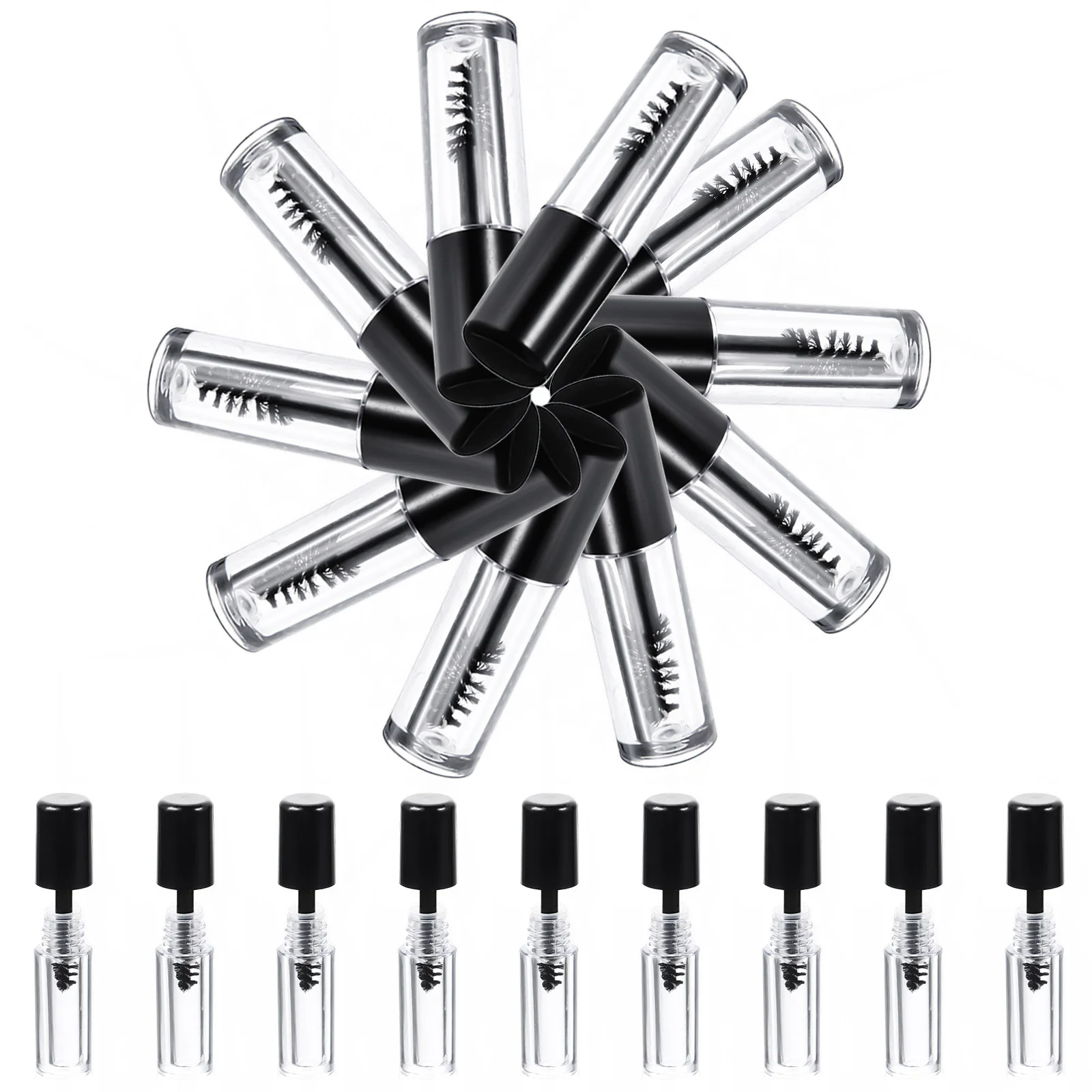 20pcs Empty Mascara Tubes Transparent Lash Tech Supplies Portable Compact Size Travel Friendly Clear Containers Refillable