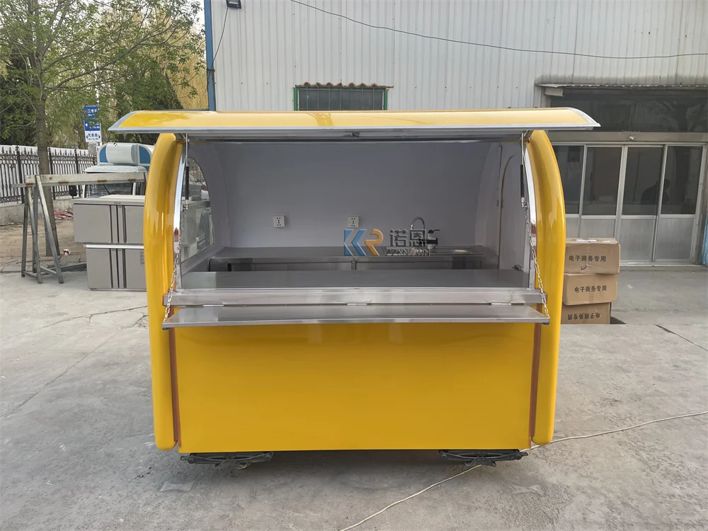 Custom Color Size Food Truck Mobile Kitchen Coffee Snack Ice Cream Kiosk Concession Fast Food Trailer Cart With Wheels