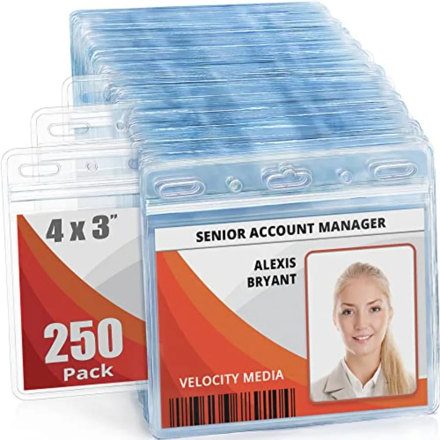 

USA Card Protector Clear, 4x3 Inch, 2 Pack,Waterproof and Resealable Horizontal Plastic ID Name Badge Holders