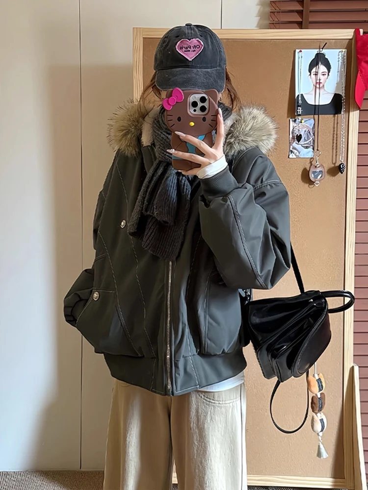 

Хлопковая куртка с капюшоном в стиле ретро, мужская и женская зимняя модная рабочая одежда, повседневный топ, элитный молодежная культура