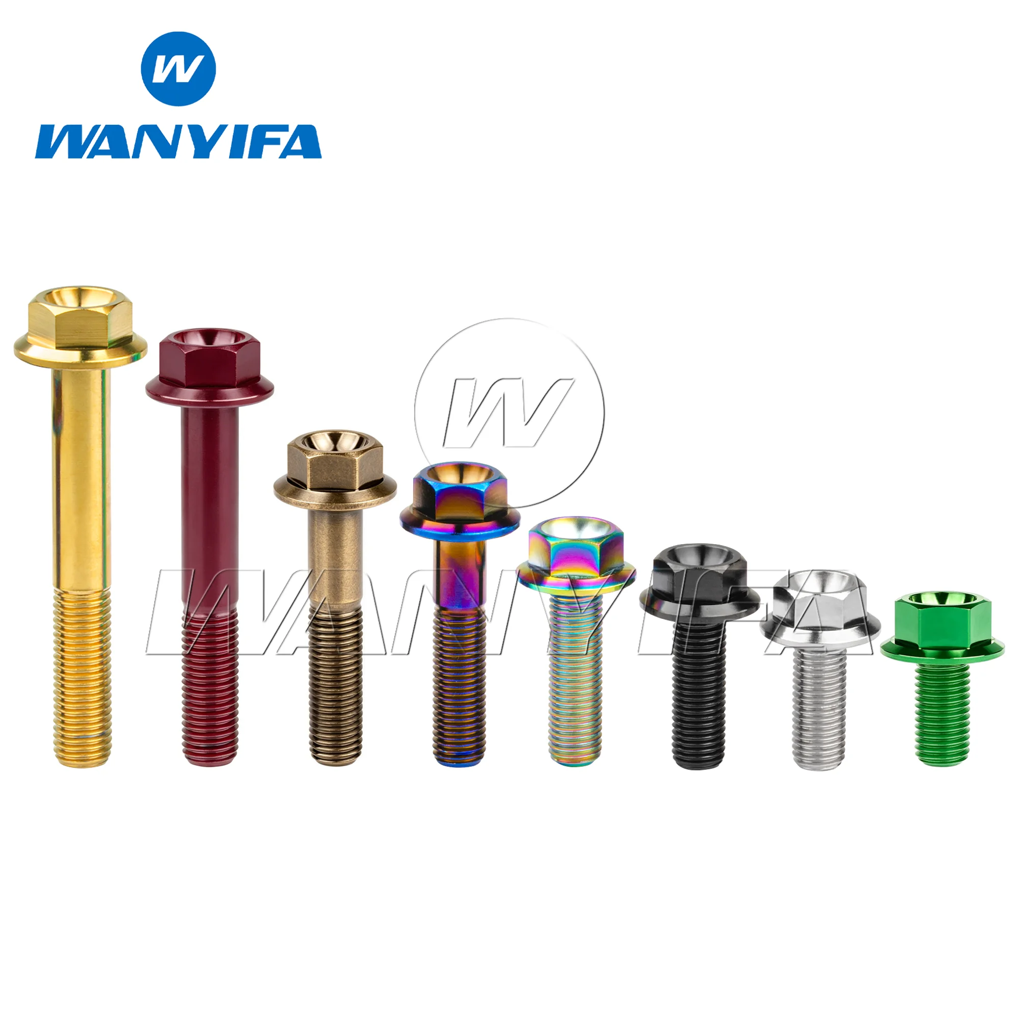 Parafuso de Titânio Wanyifa M10 x 20 25 30 35 40 45 50 55 60 65 70 75 80 90 100mm Passo 1.25 Parafuso Flangeado Sextavado Fixador
