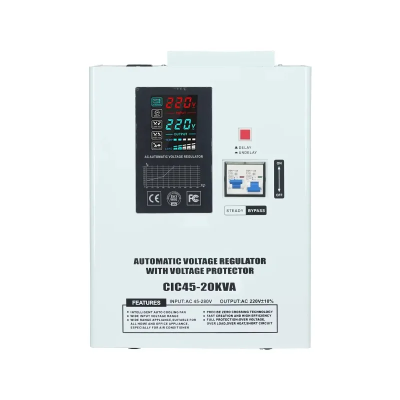 Nuovo ingresso 45-280 V 10 KW monofase 220 V CA Stabilizzatore di tensione automatico da appendere a parete con controllo relè