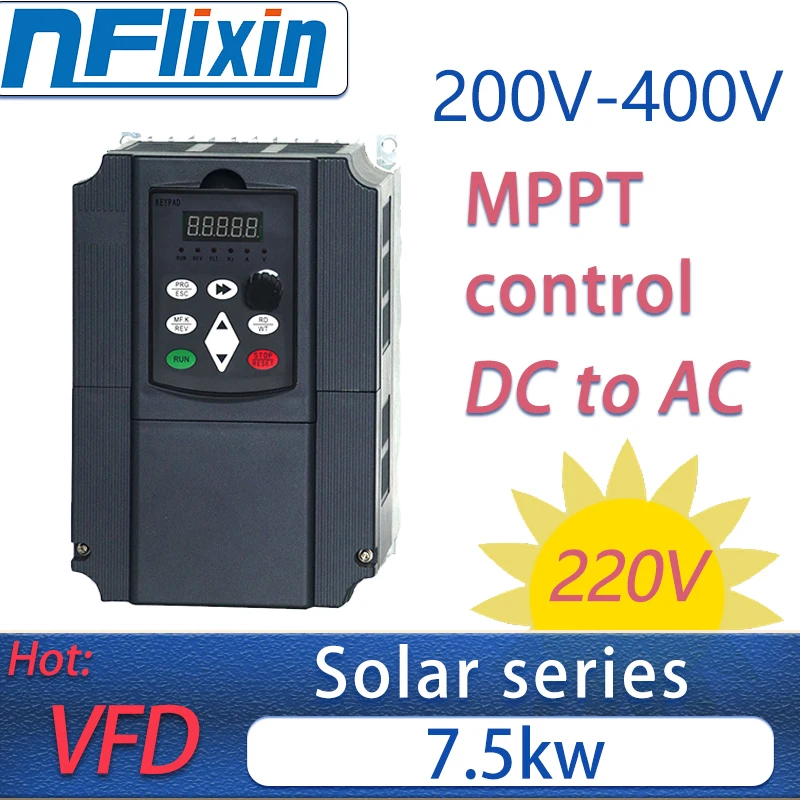 VFD 220V 7.5KW Solar Variable Frequency Drive Water Pump Drive Inverter Converter for 3 Phase Motor Speed Control