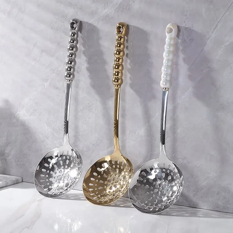 

HYS light luxury ceramic handle stainless steel kitchen utensils set seven-piece high value spoon household spatula wholesale