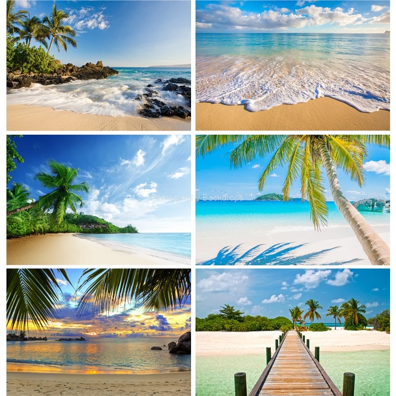 

ZHISUXI Summer Tropical Sea Seaside Ocean Backdrop Beach Party Wave Scene Vinyl Photography Background Photo Studio MP-3