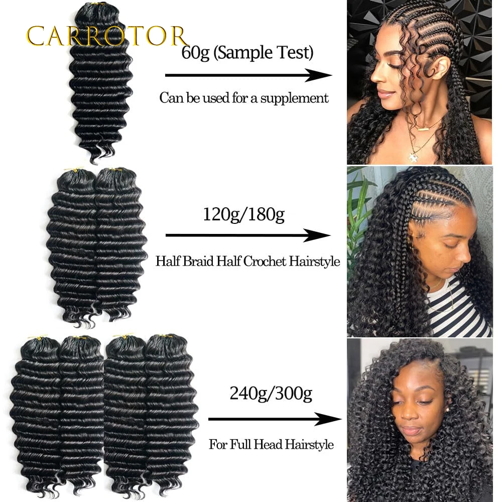 Deep Wave Crochet Human Hair for Black Women Pre Separated Crochet Hair Extensions Human Hair Water Wave Bundles Knotless Hair