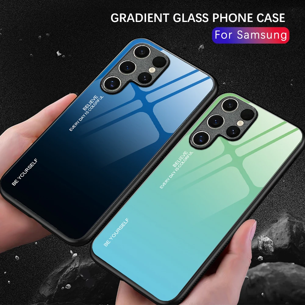 삼성 S24 울트라 케이스, 삼성 갤럭시 S22, S23, S24 울트라 플러스, S20 FE, S10E, S9 후면 커버, 럭셔리 강화 유리 휴대폰 쉘