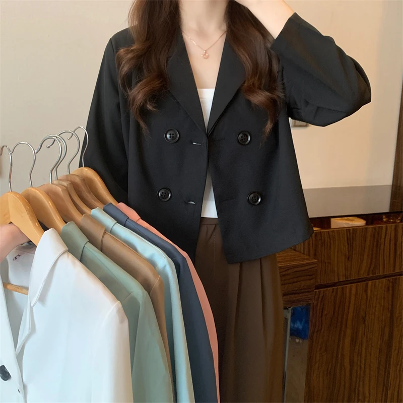 Blazers Woman Casual Office Ladies All-match Elegant Button Spring Sweet Long Sleeve Fashion Ins Simple Korean Style New Basic