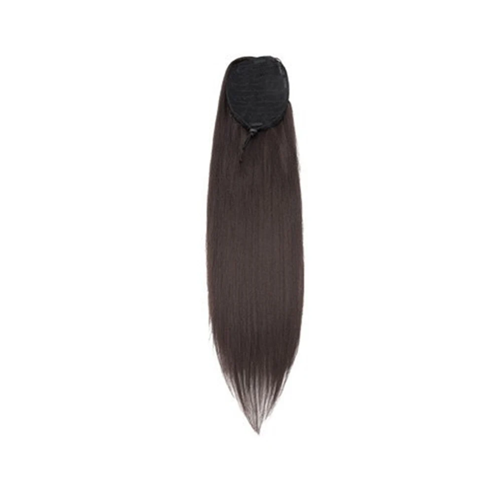 36 inches Black Natural long straight Drawstring Ponytail - Women's Easy-Attach Synthetic Extension for Voluminous Look