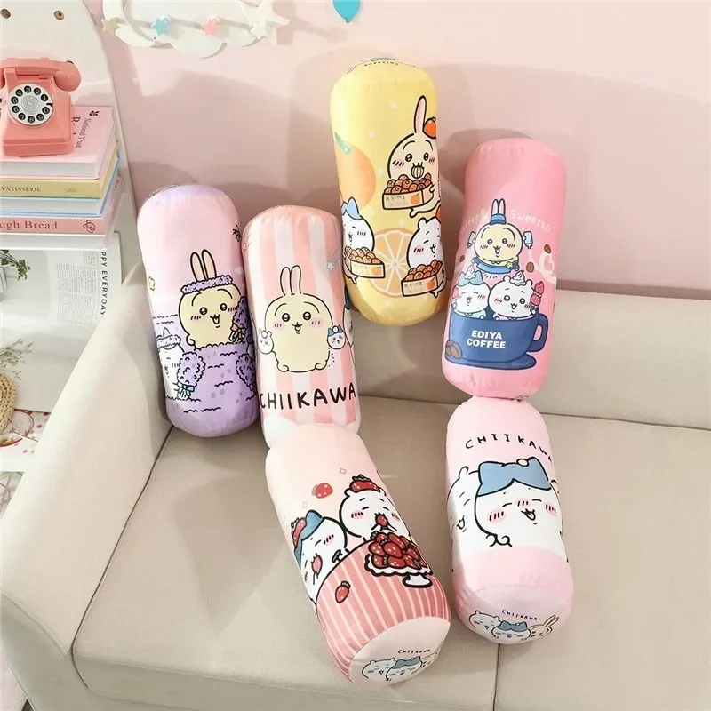 

MINISO Chiikawa Hachiware Usagi Kawaii мультяшная цилиндрическая подушка для общежития, офисная защита шеи, хорошие вещи на прикроватной тумбочке