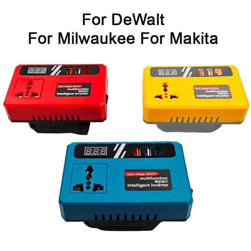 

Инвертор для аккумуляторов DeWalt/Milwaukee/Makita, универсальный преобразователь напряжения 21В в 220В, мобильный источник питания для улицы, интеллектуальный трансформатор