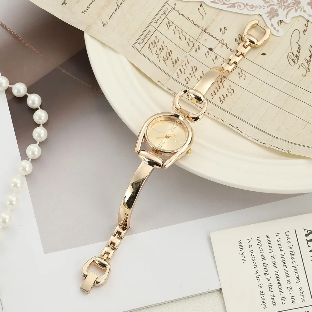 

Винтажные круглые наручные часы, элегантные роскошные кварцевые часы, металлические подарочные часы для женщин