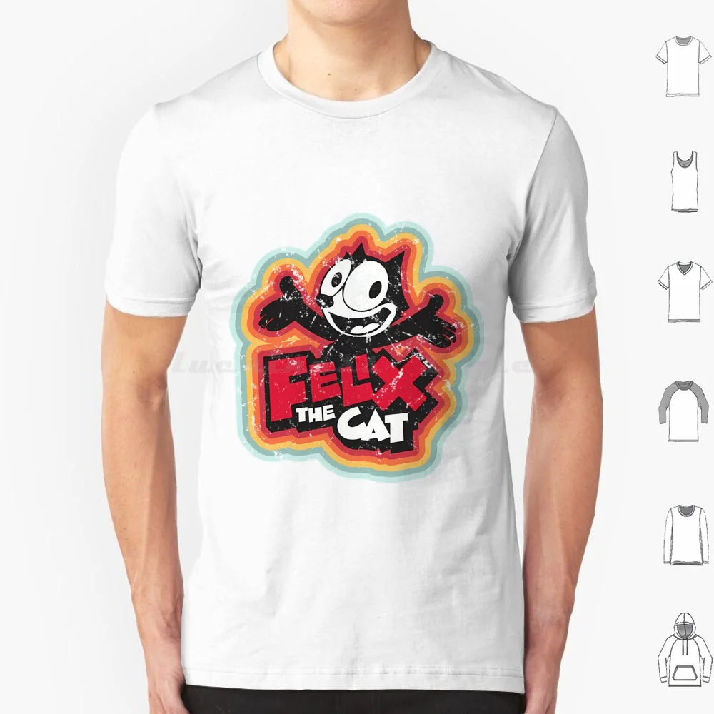 Felix-Vintage Rainbow T Shirt Men Women Kids 6xl Felix Vintage Cat Feline Logo Cute 1920s Rubberhose Cuphead Retro Cartoon Tv