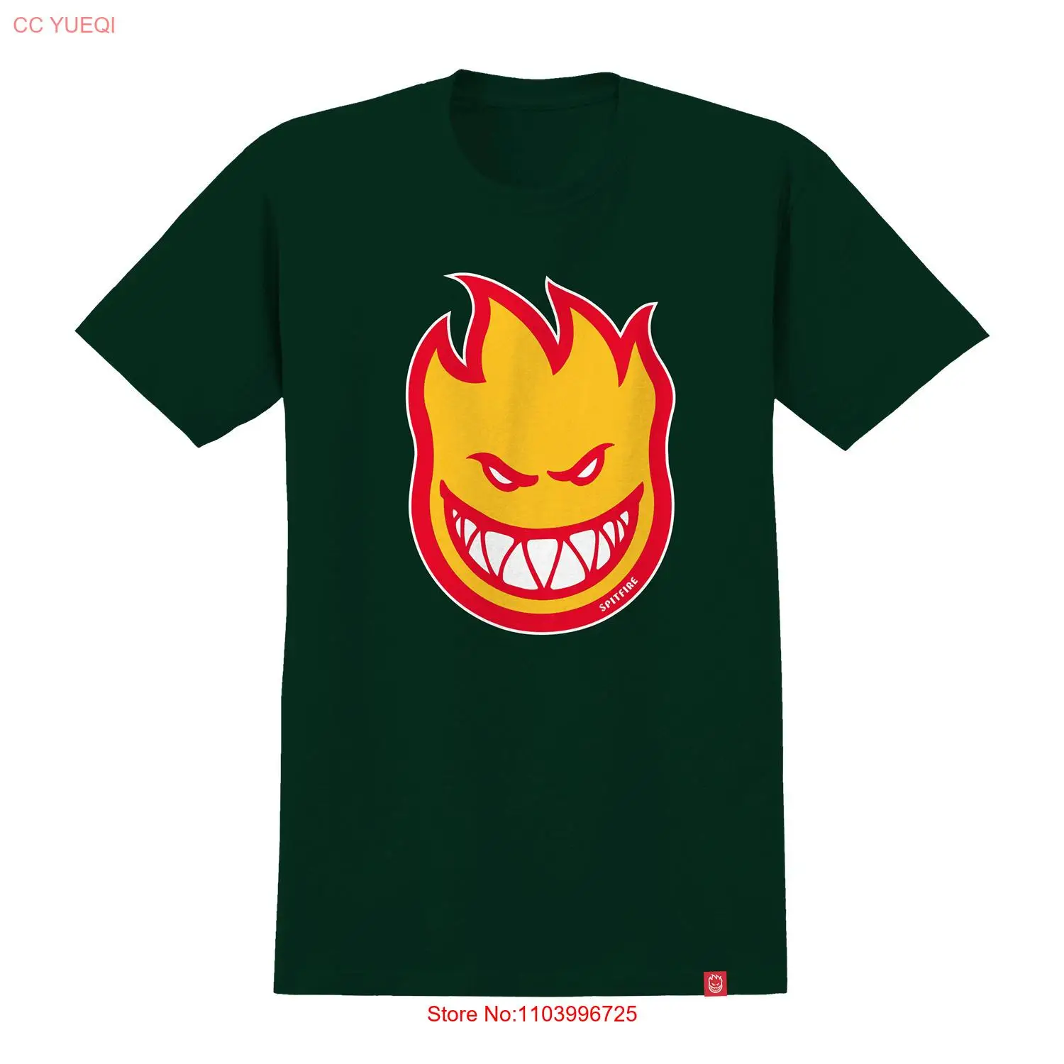 Spitfire Wheels Shirt Bighead Fill Forest Green/Gold/Red