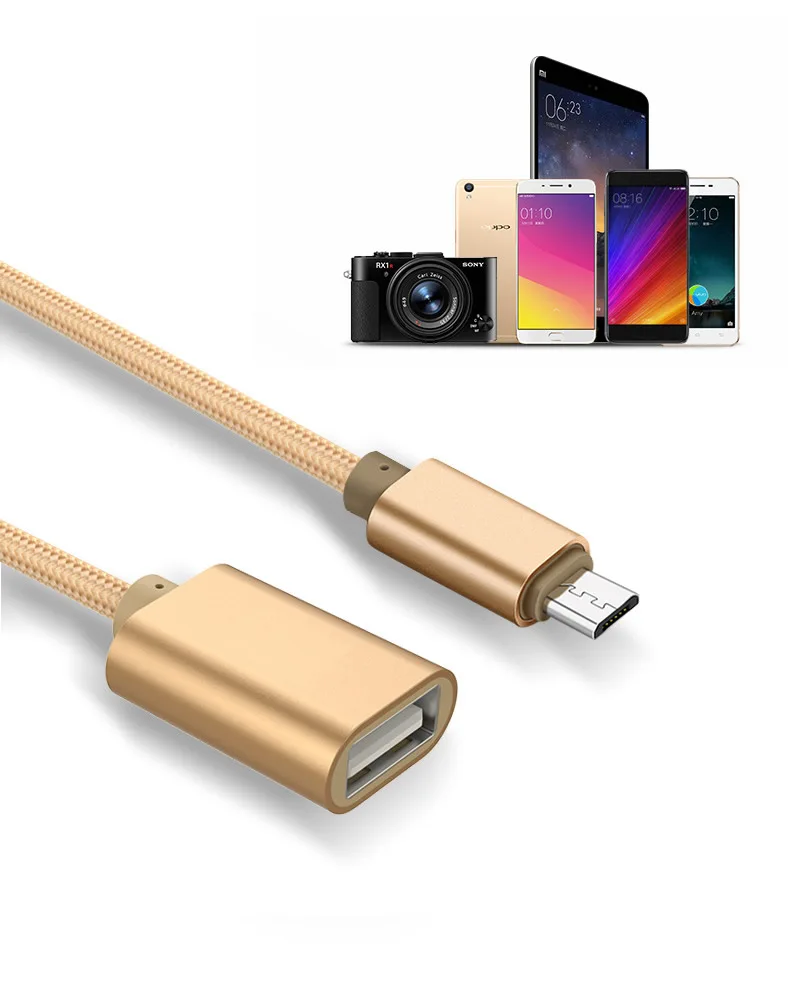 Cable adaptador micro USB a OTG USB 2,0 trenzado para micro OTG V8 Android leTV Huawei oppo vivo Tablet PC samsung Smartphone