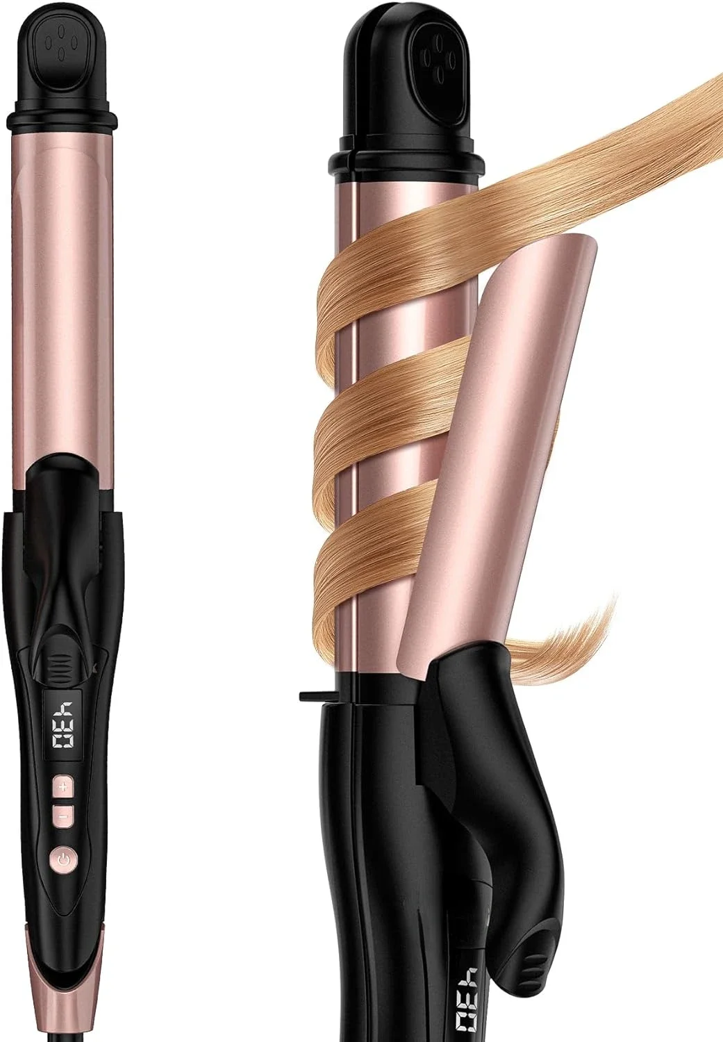 

Travel Curling Iron 2 in 1, Travel Flat Iron Hair Curler in One, 1 1/4 Inch Ceramic Ionic Curling Wand with 11 Temperatures Digi