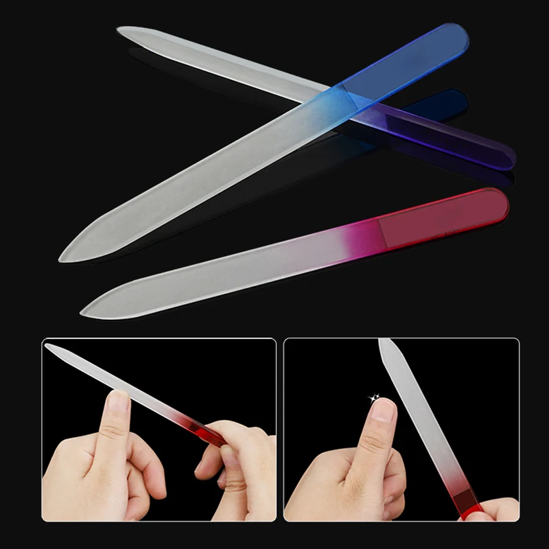 Glass Nail File with Case Surface Files Manicure Glass Fingernail Set Grinding Leaves Nails Smooth Premium Nail Filer