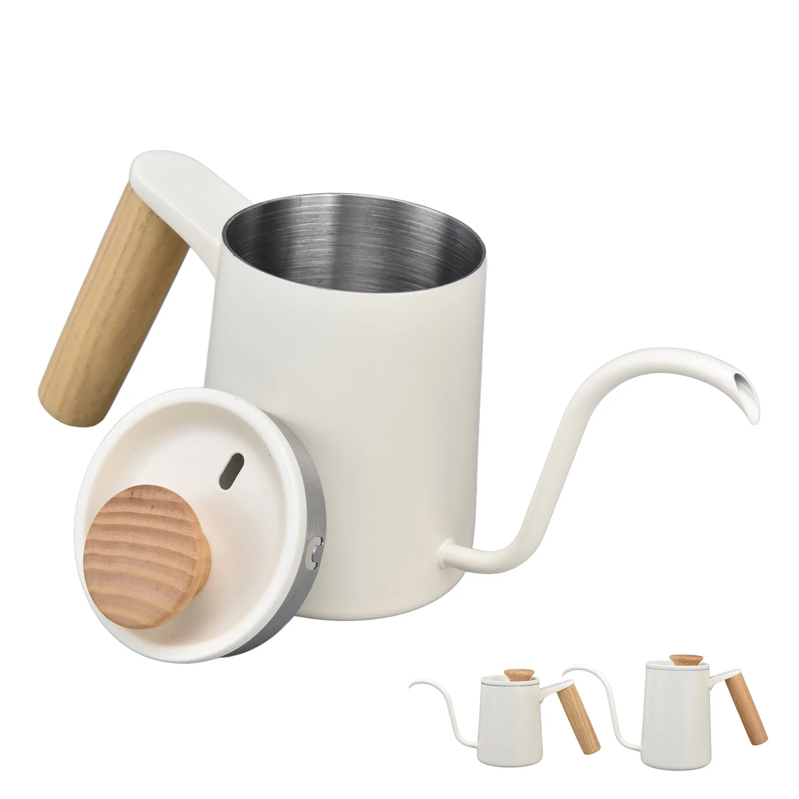 Stainless Steel Coffee Pot Gooseneck Coffee Kettle Matte White Coffee Maker Drip Coffee Pot Tea Brewing Kettle for Coffee