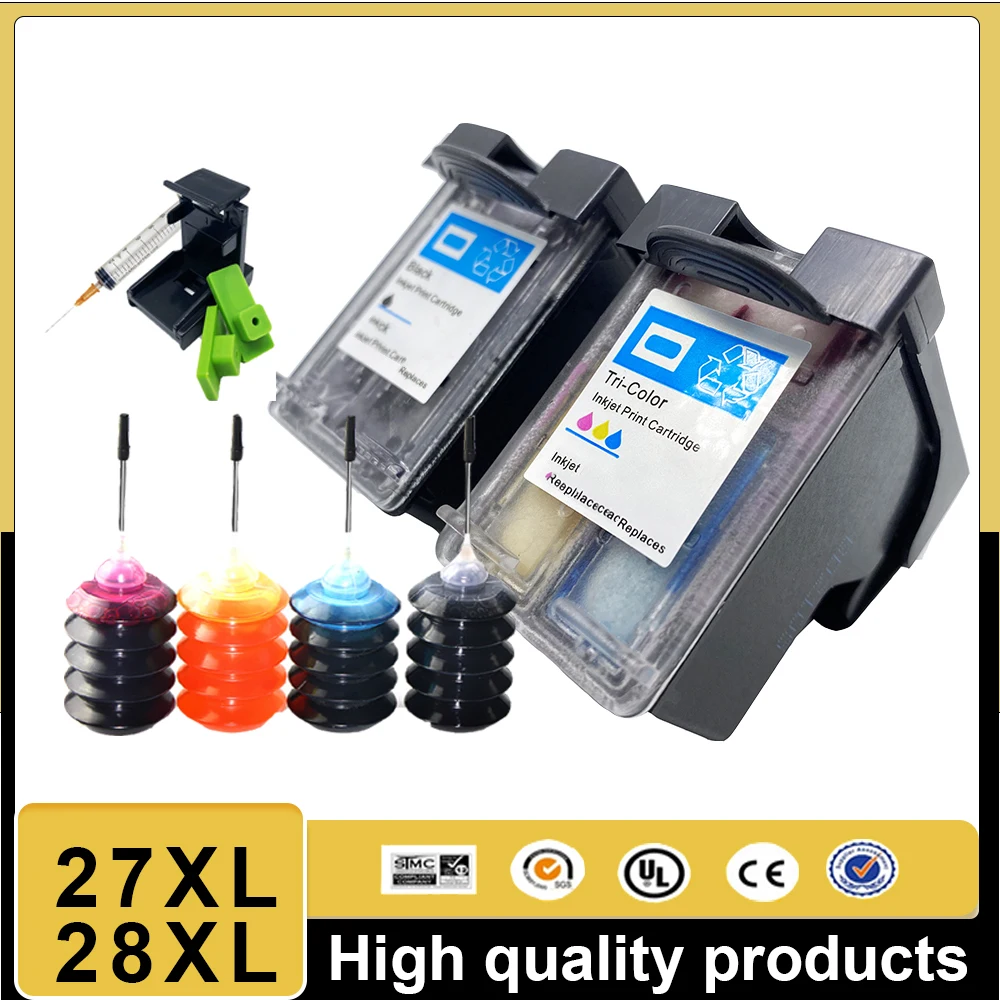

27XL 28XL Refilled Ink Cartridge Replacement for hp 27 28 XL for hp27 Deskjet 450 450CI 5550 3420 3520 3550 3650 3740 3845