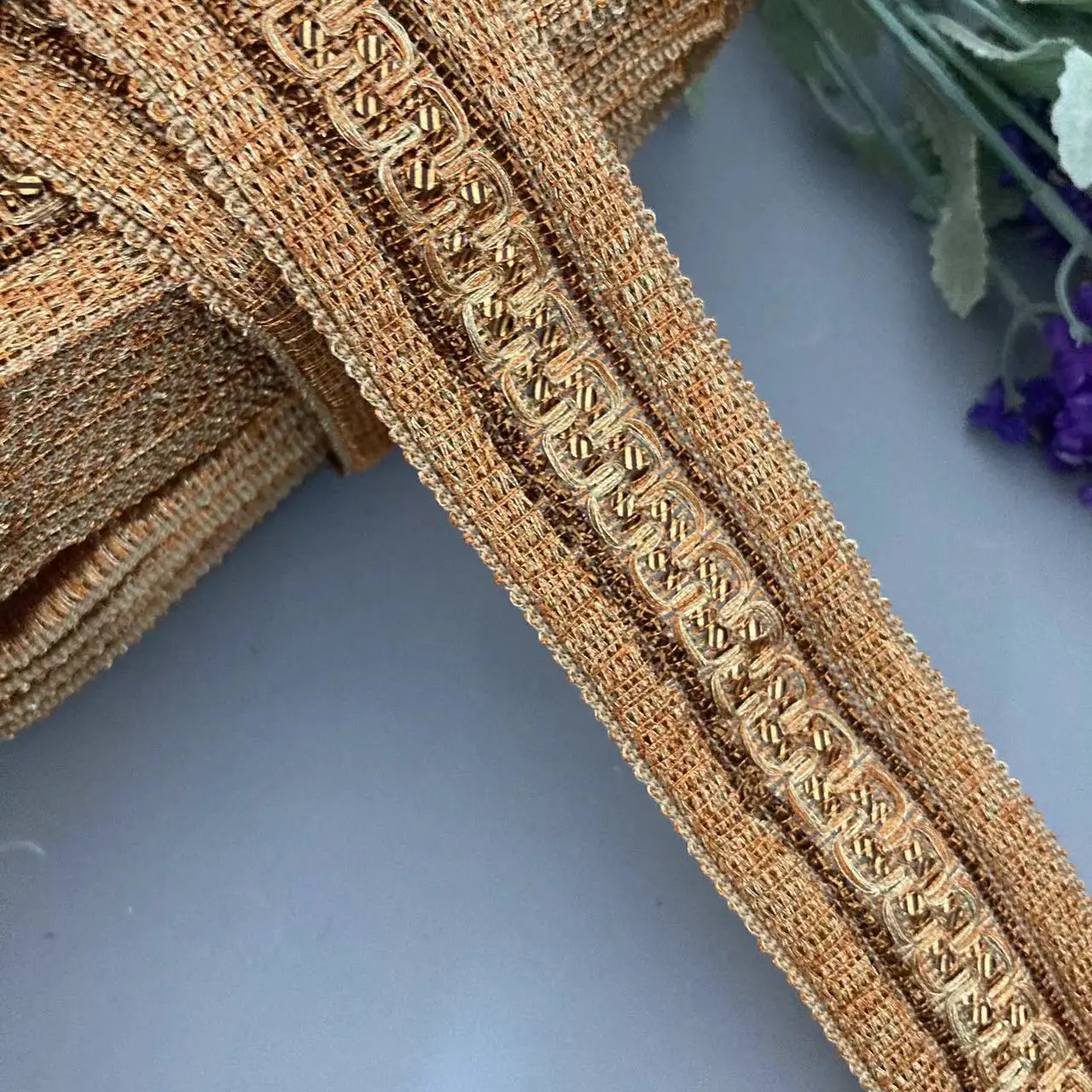 

2 Yards 3.8cm Sequin Lace Trims Floral Webbing Ribbon National Wind Jacquard Clothing Decorative Embroidered For Bridal Sewing